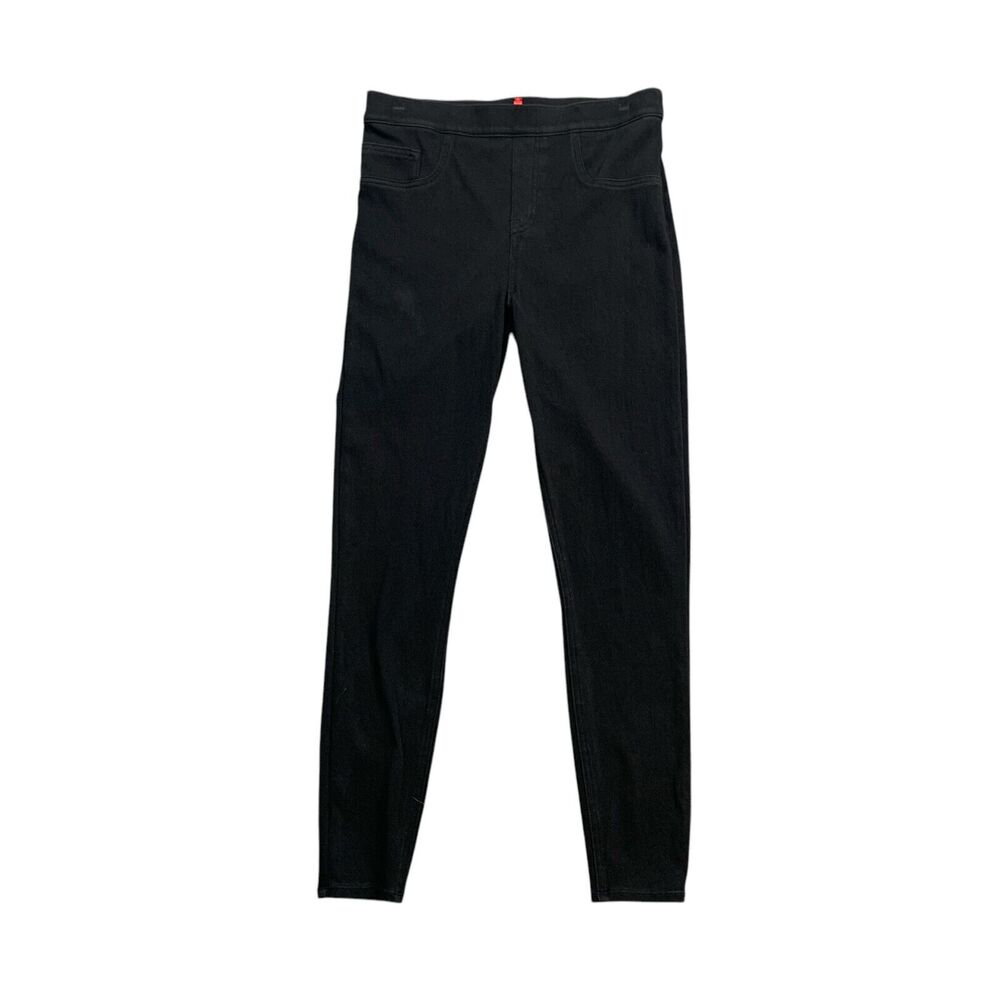 Spanx Pants Womens M Medium Black Pull On High Waisted Jeenish Denim Leggings